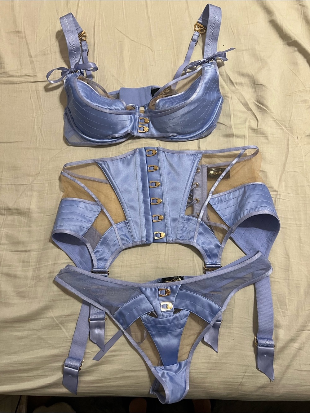 Honey Birdette Liva set 34D Medium garter Medium thong